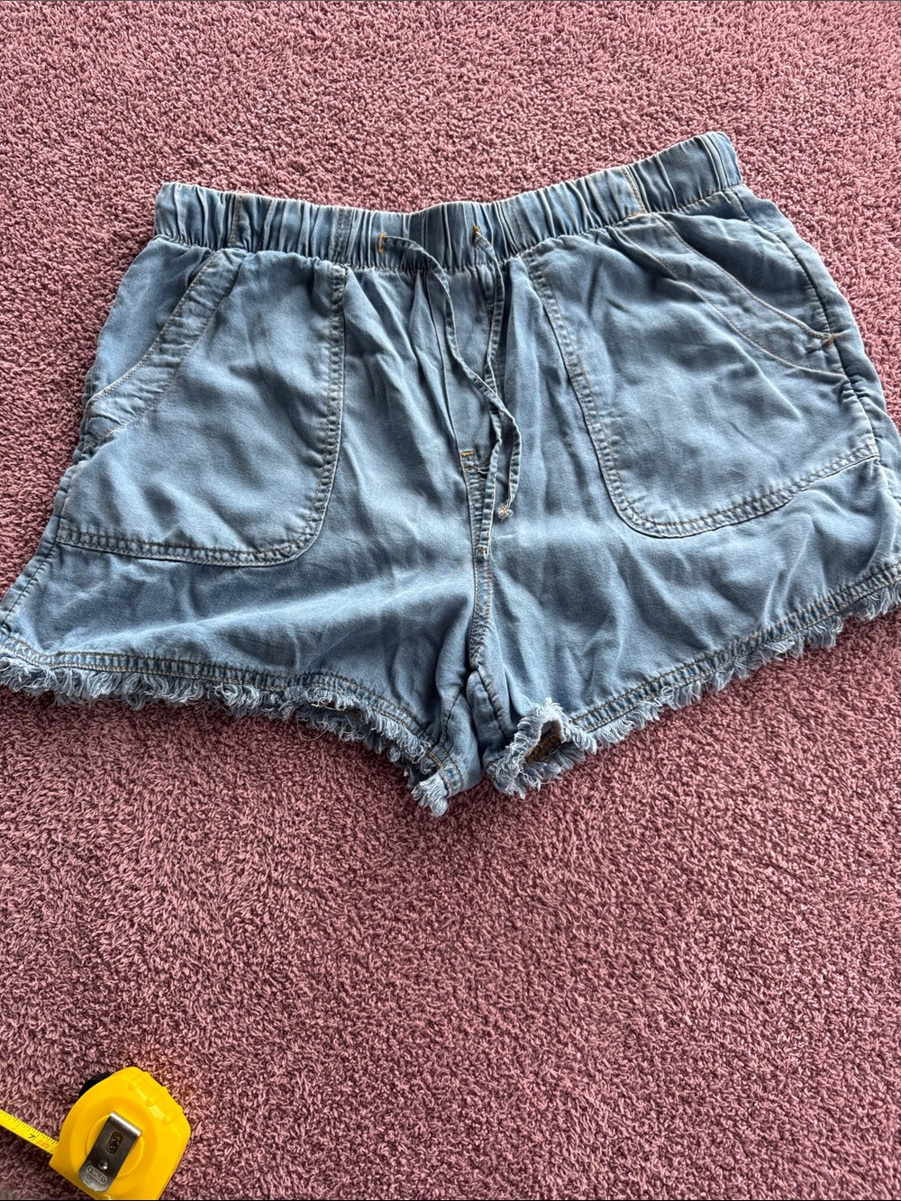 Time and Tru Light Blue Denim-Style Drawstring Shorts